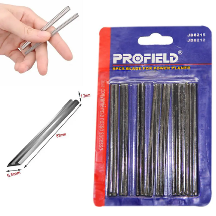 LÂMINAS DE CORTE PARA PLAINA 82MM X 5,5MM COM 8 PEÇAS PROFIELD