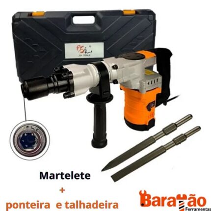 MARTELETE ROMPEDOR PROFISSIONAL 1900W 10KG SA TOOLS + Talhadeira e Ponteira