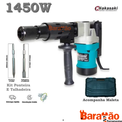 MARTELETE ROMPEDOR DEMOLIDOR 10KG 1450w NAKASAKI