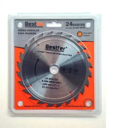 LÂMINA DE SERRA CIRCULAR 113MM 24 DENTES PARA MADEIRA BFH0082 BESTFER