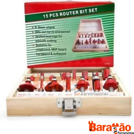 KIT JOGO DE FRESAS COM 15 PEÇAS 6 ou 8mm NAKASAKI